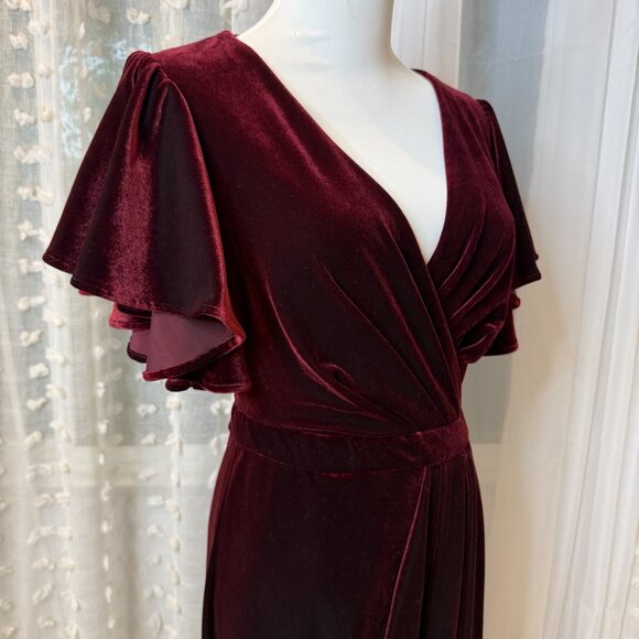 BHLDN Velvet Burgundy Formal Dress - Picture 2 of 15